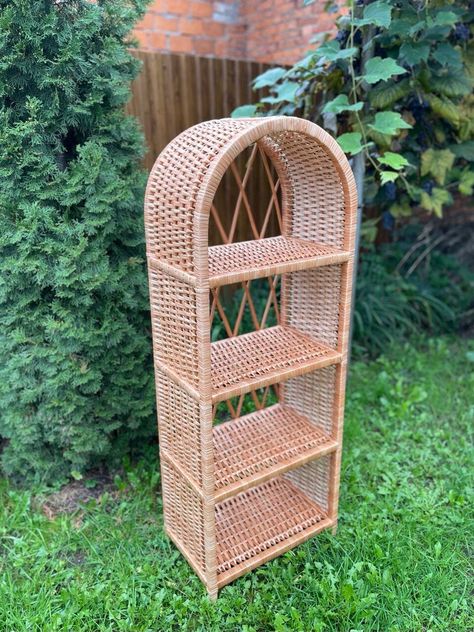 Rattan Shelves, Wooden Plant Stand, 90s Home, Wicker Shelf, Wooden Plant Stands, Boho Furniture, Plant Shelf, Wicker Decor, Plant Shelves