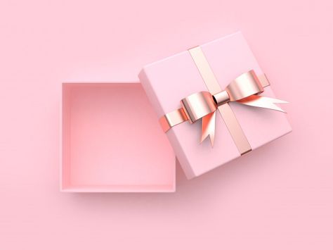 Soft pink gift box open metallic gold-rose gold ribbon Foto Muro Collage, Pink Packaging, Molduras Vintage, Rose Gold Ribbon, Pink Gift Box, Birthday Wallpaper, तितली वॉलपेपर, Pink Square, Bow Ribbon