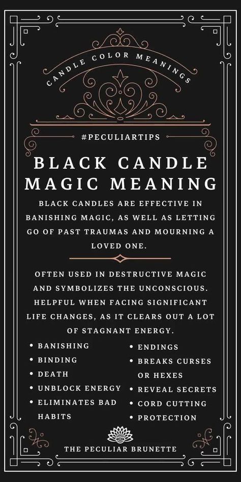 Black Candle Magic, Black Candles Magic, Candle Color Meanings Magic, Black Candle Spells, Candle Meanings, Candle Color Meanings, Candle Meaning, Candle Magic Spells, Witchcraft Candles