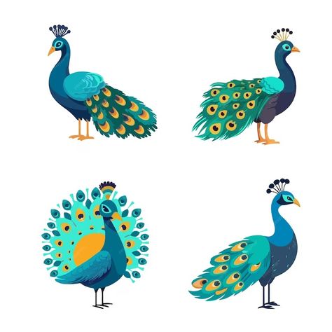 Premium Vector | Peacock bird animal cartoon vector set Peacock Vector Design, Mugal Prints, Peacock Cartoon, Tamil Alphabets, Peacock Illustration, Peacock Vector, Peacock Drawing, Vaishno Devi, Boy Illustration