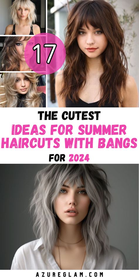 Embrace the beauty of summer with our handpicked selection of 17 trendy summer haircuts with bangs for 2024. Whether you prefer short, medium, or long hair, we have options to match your style. Stay chic and fashionable throughout the season with our summer hairstyles that accentuate your charm with stylish bangs. Discover the perfect haircut ideas for an unforgettable summer look. Edgy Bangs With Long Hair, Bang Haircut Ideas, Cute Summer Haircuts, Pin Up Bangs, Edgy Bangs, Summer Hairdos, Stylish Bangs, Micro Bangs, Shoulder Length Hair With Bangs