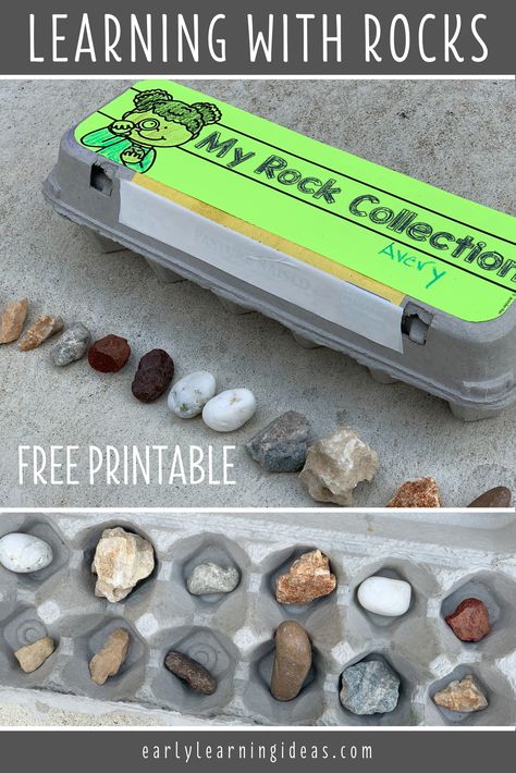 Use this free printable to create a rock collection container from a simple egg carton and get ideas for over 20 fun learning activities with rocks. Here are some fun learning activities for your preschool, pre-k, kindergarten, or for at home learning. Teach kids about the science of rocks and minerals while using this rock collection for cheap, easy, and fun math, measurement, and sorting activities. Fun Learning Activities, Camping Activities For Kids, Preschool Science Activities, Math Measurement, Nature School, Make Learning Fun, Preschool Science, Easy Activities, Sorting Activities