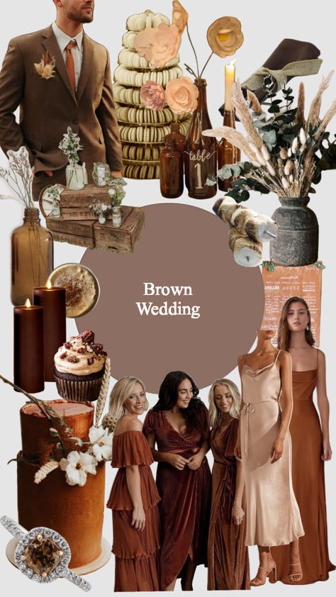 Brown Asthetics Wedding, Brown Wedding Theme Flowers, Brown Wedding Aesthetic, Dark Brown Wedding Theme, Chocolate Brown Wedding Theme, Brown And Gold Wedding Theme, Shades Of Brown Wedding Theme, Bronze Wedding Theme, Brown Wedding Decor