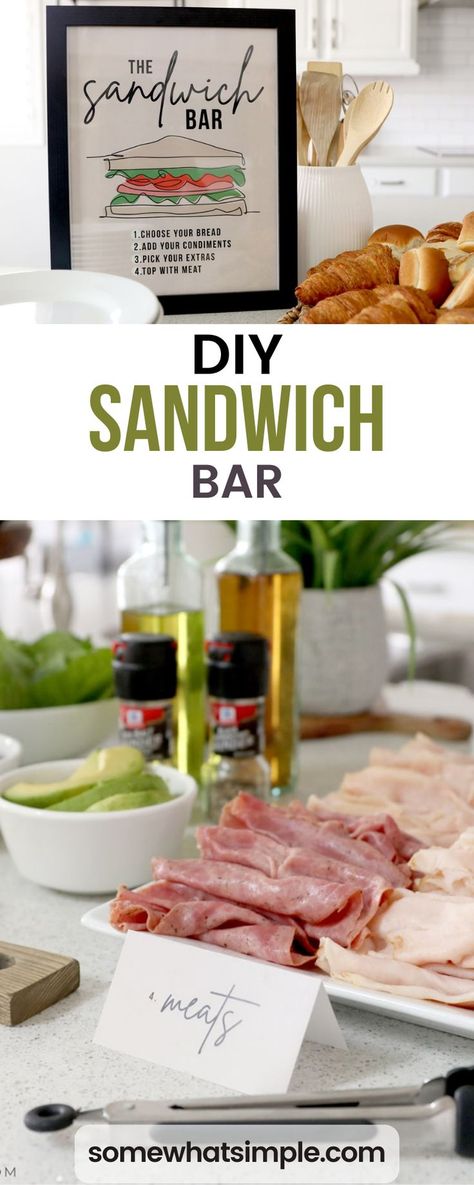 Potluck Themes, Diy Sandwich, Luncheon Menu, Sandwich Bar, Party Sandwiches, Sub Sandwiches, Sandwich Spread, Feed A Crowd, Simple Sandwiches