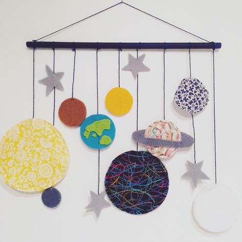 New line Hanging Solar System, Kids Wall Hanging, London Prints, Solar System Art, Hanging Crafts, Solar System Projects, Solar System Crafts, Creative Kids Crafts, Space Birthday Party