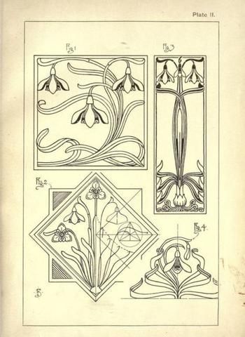 Fleurs Art Nouveau, Art Deco Flowers, Motifs Art Nouveau, Illustration Art Nouveau, Design Art Nouveau, Bijoux Art Nouveau, Motif Art Deco, Art Nouveau Pattern, Artist Pencils