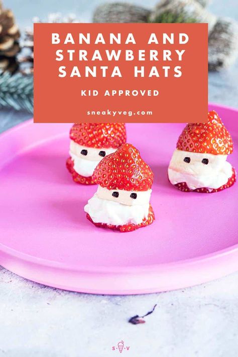 Making banana and strawberry Santas is an easy, tasty and fun festive activity for kids. Even toddlers can get involved in making their own healthy Santa Claus to snack on. #strawberrysantas #healthychristmas #christmasfoodart #healthykidsfood Strawberry Santa Hats, Strawberry Santa, Hidden Vegetable Recipes, Strawberry Santas, Hidden Vegetables, Best Christmas Recipes, Strawberry Slice, Healthy Christmas, Chocolate Spread