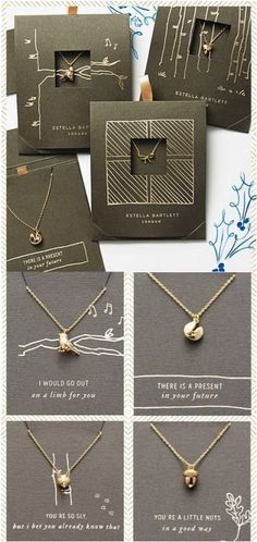 Jewelry Present Idea Jewelry Packaging Design, Necklace Jewelry Display, Jewerly Displays, Jewellery Shop Design, Necklace Packaging, Packaging Ideas Business, Pulseras Diy, Jewelry Card, Packaging Design Inspiration