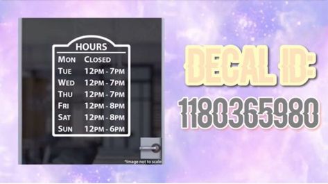 Bloxburg Open Hours Decal, Bloxburg Spa Picture Codes, Bloxburg Diner Layout, Bloxburg Diner Decals, Restaurant Decals Bloxburg, Daycare Decals Bloxburg, Bloxburg Daycare Decals Codes, Bloxburg Diner, Town Decals Bloxburg