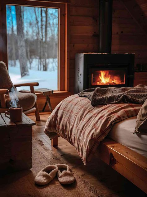 Mountain Cabin Interiors With Fireplace Small Cabin Interiors Cozy, Winter Cabin Interior, Mountain Cabin Interiors, Cabin Interiors Cozy, Rustic Log Cabin Interior, Mountain Cabin Interior, Cozy Cabin Interior, Cozy Cabin Aesthetic, Rustic Cabin Interior