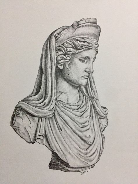 Greek Sketches Easy, Greek Statue Art Drawing, Greek Statues Drawing, Greek Sculpture Sketch, Statue Art Drawing, Roman Art Drawing, Greek Mythology Sketches, Sculpture Drawing Sketch, Greek Statue Sketch