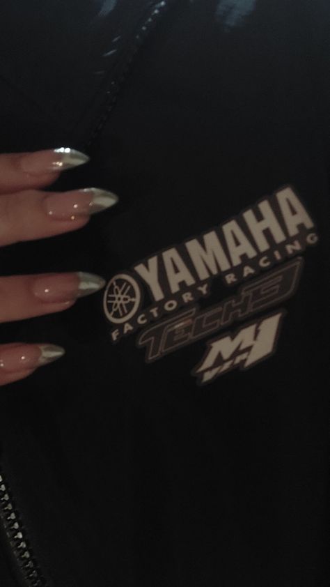 Yamaha Motorcycle Racing rider jacket merch nails metallic silver aesthetic pictures ideas for new year inspection gray love cute prertty hot 🔥 Yamaha Nails, Metallic Silver Aesthetic, Aesthetic Pictures Ideas, Nails Metallic, Silver Aesthetic, Rider Jacket, Motorcycle Aesthetic, Yamaha Motorcycle, Riders Jacket