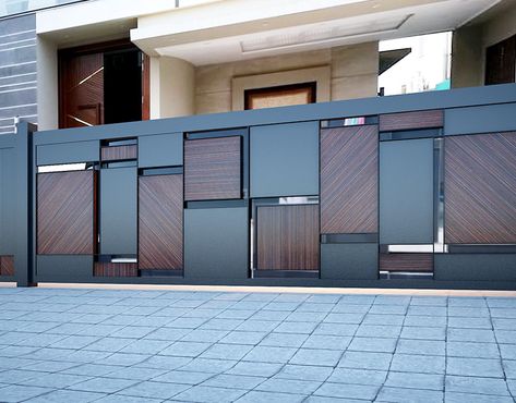 RESIDENTIAL on Behance Acp Sheet Main Gate Design, Hpl Gate Design Modern, Compound Wall Gate Design Modern, Residential Entrance Gates Design, Modern House Gate Design, Compound Gate Design Modern, Parking Gate Design, Fabrication Gate, Hpl Gate Design