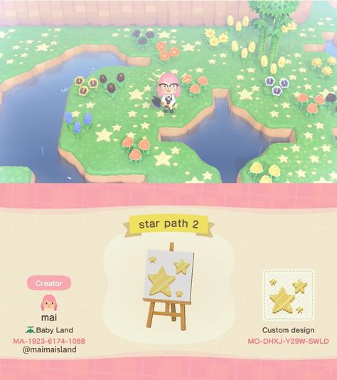 ACNH Stars - Imgur Acnh Star Lake, Acnh Stars, Animal Crossing 3ds, Animal Crossing Guide, Animal Crossing Qr Codes Clothes, Path Design, Island Theme, Star Decals, Island Design