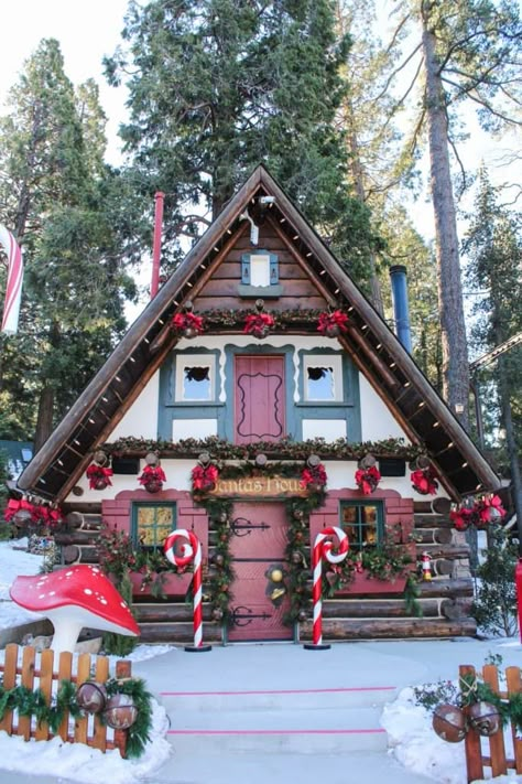 Skypark at Santa's Village near Lake Arrowhead, California is a year round Christmas theme park for people of all ages! Savor the nostalgia of an “Old World Christmas in the Woods” with family and friends. They offer mining for gold, visits with Santa & Mrs. Clause, zip lining, archery, indoor and outdoor rock climbing, crafts, daily story time, train rides and more. Discount tickets to Santa's Village are also available from time to time. Santas Village Outdoor Decorations, Santa Village Decorations, Santa Claus House North Pole, Santas Village Ideas, Santa House Decorations Ideas, Santa’s Village, Christmas In The Woods, Santas Village, Santa Village