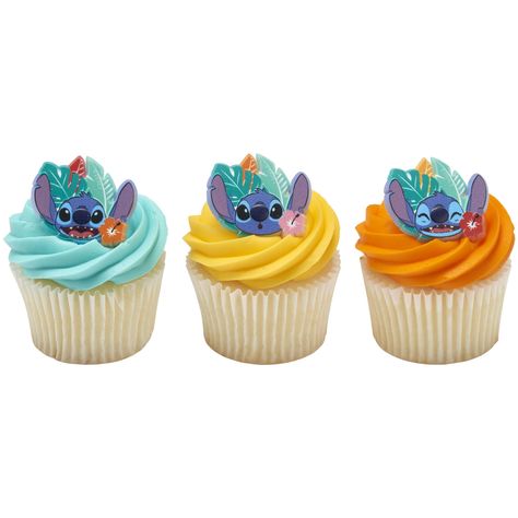 PRICES MAY VARY. DecoPac Disney's Stitch 'Ohana Cupcake Rings - 24 Cupcake Rings Featuring Disney's Stitch from the popular Lilo & Stitch movie and TV Series. The perfect addition for any Lilo & Stitch themed party. Officially Licensed - Ideal for birthdays and celebrations these 24 rings are ready to add to cakes, muffins, donuts, or other baked treats. Perfect for cupcakes or as part of a large celebration cake design! Ready to Use - These Stitch shaped rings are sure to create a celebration c Luau Drinks, Cartoon Cupcakes, Stitch Cake, Lilo And Stitch Ohana, Stitch Birthday, Disney Cookies, Luau Birthday Party, Lilo Y Stitch, Luau Birthday