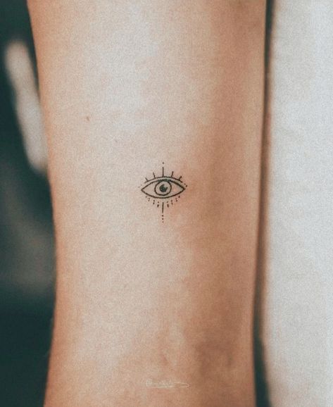 Evil Eye Linework Tattoo, Delicate Evil Eye Tattoo, Evil Eye Tattoo Minimalist, Hamsa Hand Tattoo Small Evil Eye, Evil Eye Ankle Tattoo, Evil Eye Design Tattoo, Dainty Evil Eye Tattoo, Evil Eye Fine Line Tattoo, Evil Eye Neck Tattoo