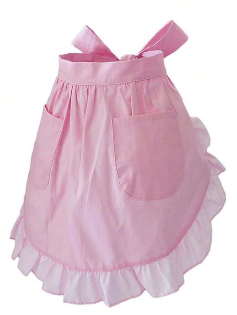 Maid Apron, Cute Kawaii Outfits, Apron Cute, Branded Aprons, Pretty Apron, Pink Apron, Apron Cooking, Apron With Pockets, Practical Fashion