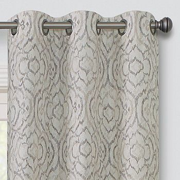 Regal Home Surfaces Ikat Scroll Light-Filtering Grommet Top Single Curtain Panel, Color: Ikat Scroll Linen - JCPenney Living Room Drapes, Dining Room Curtains, Curtain Length, Curtains Width, Ikat Design, Light Filter, Colorful Curtains, Curtains Living Room, Panel Curtains