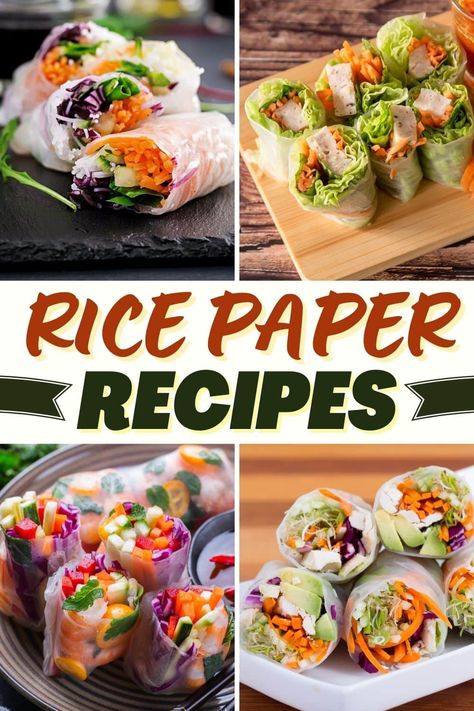 These easy rice paper recipes will be the soundtrack of your summer! From garden-fresh to sweet treats, you'll never get bored of these yummy fillings. Cold Spring Rolls, Veggie Rice Paper Wraps, Egg Roll Rice Paper, Korean Spring Rolls Rice Paper, Cold Rolls Recipe Rice Paper, Rice Paper Sandwiches, Rice Wrap Recipes, Spring Rolls Recipe Rice Paper, Rice Paper Rolls Fillings