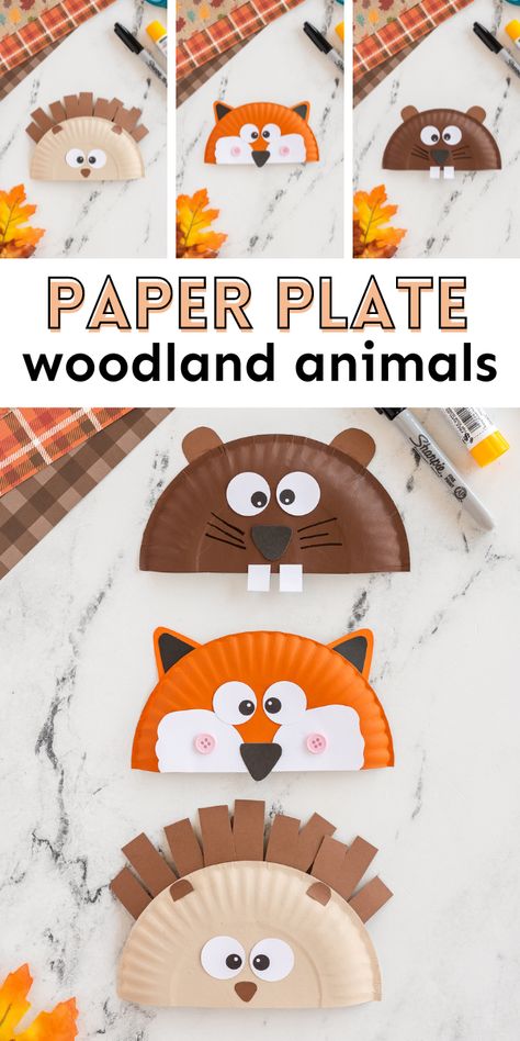 Preschool Forest Animals Theme, Woodland Animal Art Preschool, Camping Themed Art For Toddlers, Forest Animals Crafts For Toddlers, Wilderness Crafts For Kids, Woodland Animals Crafts Preschool, Woodland Creatures Crafts, Woodland Animal Crafts Preschool, Forest Activities For Toddlers