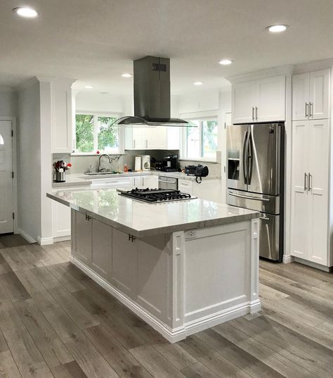 Island Kitchen Hood Ideas -didiercustomz Kitchen With Oven In Island, Stoves On Kitchen Island, Hexagon Kitchen Island, Hood On Island Kitchen, Electric Range In Island Kitchen, Island Kitchen Hood Ideas, Small Kitchen Stove In Island, Island With Cooktop And Hood, Island Stove Ideas