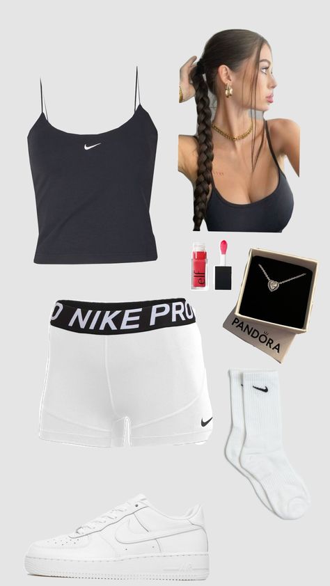 #wishlist #fyp #outfit #nike Nike Pro Shorts Outfit Aesthetic, Nike Pro Shorts Outfit, Nike Pajamas, Nike Shorts Outfit, Volleyball Outfit, Socks Aesthetic, Black Nike Shorts, Outfit Nike, Coquette Fashion