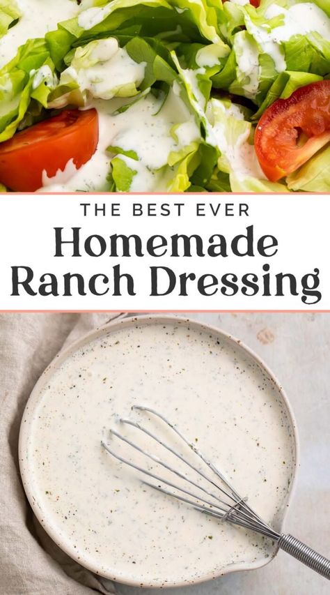 Easy Ranch Dressing Recipe, Easy Ranch Dressing, Herb Ranch Dressing, Ranch Salad Dressing Recipes, Buttermilk Ranch Dressing Recipe, Salad Dip, Ranch Dressing Recipe Homemade, Buttermilk Ranch Dressing, Buttermilk Ranch