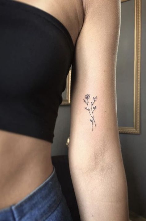 Simple Text Tattoos For Women, Couples Tattoos Flowers, Tattoo Flower On Arm, March Birth Flower Tattoo Ideas, Fine Line Tattoo Arm Women, Hasta La Raiz Tattoo, Tattoos Representing Mom, Cute Little Hand Tattoos, Fine Line Arm Tattoos Women