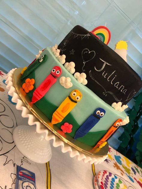 Color Crew Birthday Cake  #ColorCrew #BabyFirstCake #ColorCrewBirthdayCake Color Crew Cake, Color Crew Birthday Cake, Color Crew Birthday Party, Color Crew Birthday Party Ideas, Baby First Cake, Crayola Birthday Party, Dinosaur Birthday Party Food, Crayon Birthday Parties, Truck Birthday Cakes