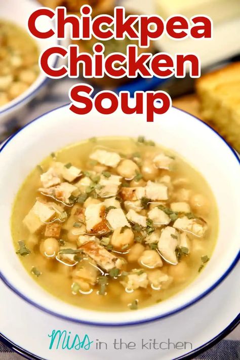 Chickpea Chicken Soup is so simple to make with just 4 ingredients. A filling and delicious meal that is satisfying without being too rich and heavy. Chicken Breast Soup, Chickpea Chicken, Use Leftover Chicken, Easy Chicken Soup, Chicken Chickpea, Chickpea Soup, Sauteed Vegetables, Chicken Soup Recipes, Favorite Comfort Food