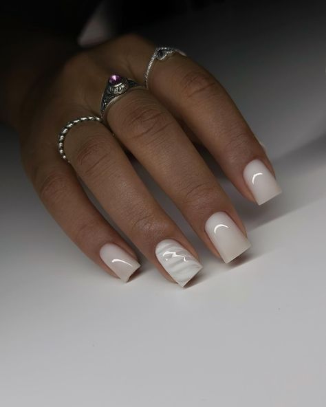 Gel-x structured refill 😌🪽 #dovenailsbysharon Gel Polish Nails Designs, Mini Nails Design, Gigi Hairstyles, Short Classy Nails Acrylic, White Nails Aesthetic, Short Nails White, Designing Nails, Structured Gel Manicure, Short White Nails