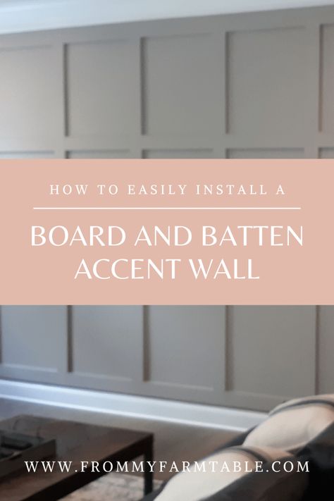 How to easily install a board and batten accent wall Batten Diy, Board And Batten Accent Wall, Batten Accent Wall, Diy Board And Batten, Cabin Remodel, Batten Wall, Baseboard Trim, Basement Living, Frame Molding