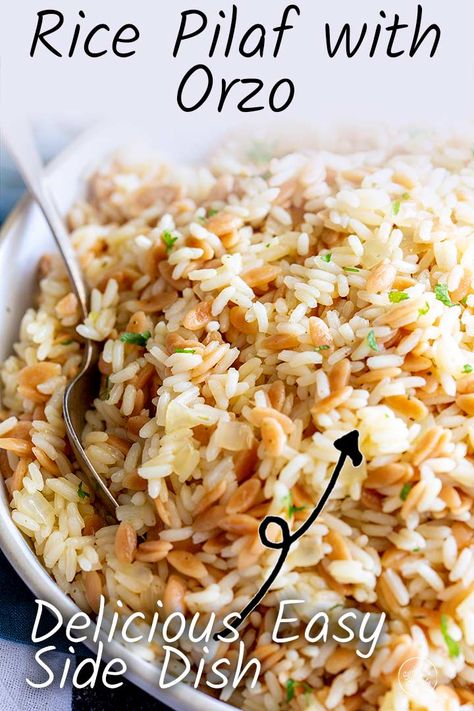 Turkish Pilaf Rice Recipe, Turkish Seasoning, Rice Entrees, Rice Pilaf With Orzo, Orzo Rice, Orzo Recipes Side, Firehouse Recipes, Stovetop Rice, Turkish Rice