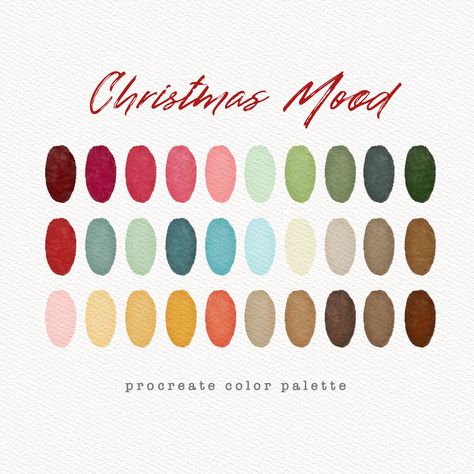 Christmas Color Palette, Procreate Color Palette, Colour Palette, Colors Procreate, Digital Download, Procreate Swatches, Soft Palette, Xmas Winter Procreate Palette, Soft Christmas Color Palette, Aesthetic Christmas Color Palette, Christmas Procreate Palette, Christmas Pallete Colors, Winter Solstice Color Palette, Christmas Colour Palette 2023, Christmas Red Color Palette, Fun Christmas Color Palette