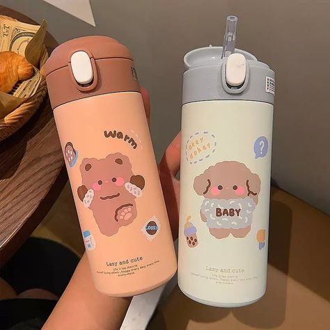 Trendy Water Bottles, Botol Air, Cute Water Bottles, Vacuum Bottle, Stainless Steel Thermos, Thermos Cup, Kids Water Bottle, Bottle Packaging, Insulated Stainless Steel Water Bottle