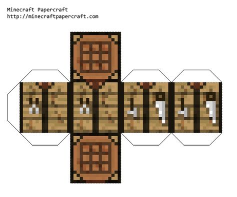 Crafting table papercraft. You can make it bigger and 'craft' items. Crafting Table Minecraft, Minecraft Id, Minecraft Paper, Papercraft Minecraft Skin, Table Minecraft, Minecraft Papercraft, Minecraft Templates, Cube Template, Minecraft Printables