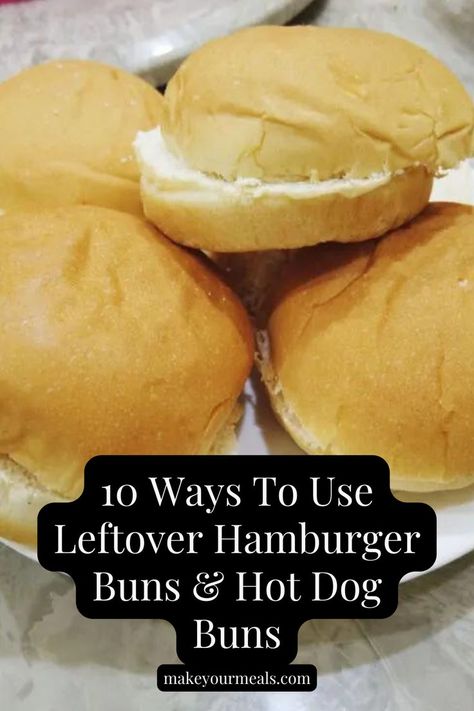 Leftover hamburger buns ready to be made into something new. Leftover Hamburger Buns, Leftover Buns, Recipes Using Hamburger, Hamburger Bun Recipe, Egg And Cheese Sandwich, Cheese Bread Recipe, Garlic Cheese Bread, Croutons Homemade, Hamburger Buns