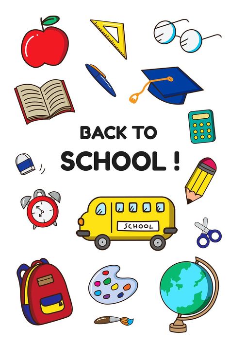 Work Stickers For Planner, Stationary Clipart, Back To School Stationary, Stationary Diy, Free School Supplies, Back To School Stationery, Yearbook Cover, Abc School, Back To School Clipart