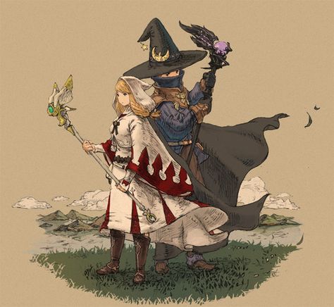 White mage & Black mage. I love this so much. White Mage, Gem Setting, Final Fantasy Tactics, Final Fantasy Ix, Black Mage, Final Fantasy Artwork, Final Fantasy Art, Art Manga, Final Fantasy Xiv