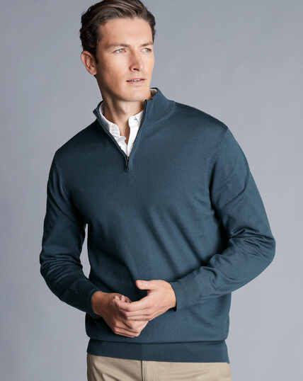 Men's Sweaters | Charles Tyrwhitt Quarter Zip Outfit Men, Quarter Zip Outfit, Charles Tyrwhitt Shirt, Olive Green Sweater, Merino Sweater, Charles Tyrwhitt, Men's Sweaters, Quarter Zip Sweater, Knit Blazer