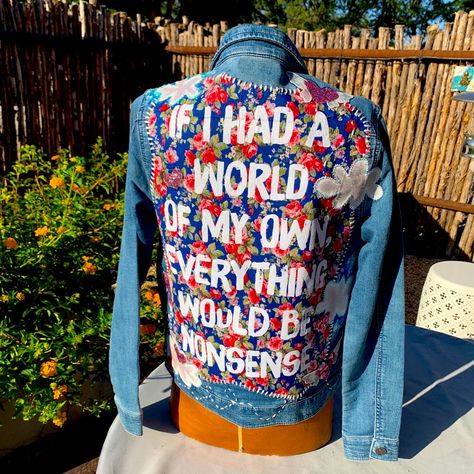 True One-Of-A-Kind Art Jacket! Hand Painted + Stitched By Yours, Truly! Rainbows, Flying Hearts, Fluffy Clouds! What’s Not To Love?! Measurements: Shoulder To Shoulder: 15” Pit To Pit: 18” Length: 22.5” Guarantee You’ll Never See A Jacket Just Like This! Painted Apparel, Denim 2024, Hand Painted Jean Jacket, Upcycled Sewing, Jacket Hand Painted, Art Jacket, Clothes Upcycle, Content Inspiration, Jacket Ideas