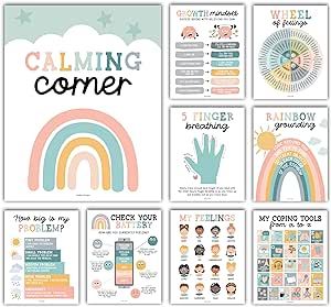 9 Boho Calming Corner Posters For Classroom Must Haves For Teachers - Calm Down Corner Supplies Elementary, Feelings Chart For Kids Ages 4-8, Emotions Chart For Kids, Calming Corner Items Kids Calm Corner In Classroom, Emotions Chart For Kids, Kids Calming Corner, Feelings Chart For Kids, Calming Corner Posters, Classroom Must Haves, Emotions Chart, Posters For Classroom, Art Centers