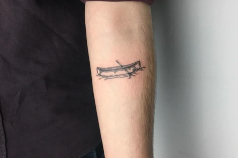 Canoe Tattoo Ideas, Kayak Tattoo, Canoe Tattoo, Tattoo Meaning Ideas, H Tattoo, M Tattoos, Whale Tattoos, Dad Tattoos, Mountain Tattoo