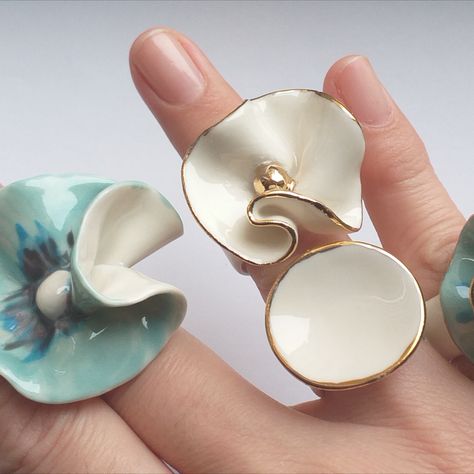 Porcelain Rings Ceramic Jewelry, Polymer Clay Bracelet Bangles, Polymer Clay Rings, Porcelain Jewellery, Jewerly Art, Pottery Ring, Handmade Ceramic Jewelry, Polymer Clay Ring, Fimo Jewelry