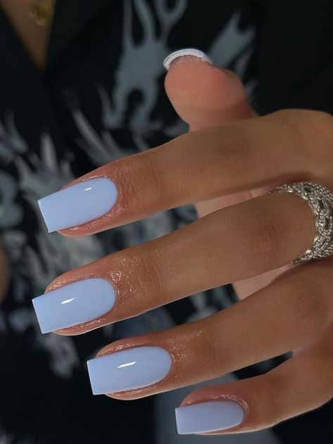 light blue square nails Unghie Sfumate, Blue Acrylic Nails, Simple Acrylic Nails, Casual Nails, Work Nails, Classy Acrylic Nails, Short Square Acrylic Nails, Her Nails, Almond Shape