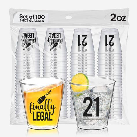 PRICES MAY VARY. Fun Finally Legal 21st Birthday Decorations - Win over everybody’s attention and say 'Finally 21' with our 21st shot glass perfect happy 21st birthday decorations for him or her. Our 21st birthday favors shot glasses have a sleek design that makes them excellent glassware and Finally 21 party decor. They come in a set of 100, and each 21st birthday cups holds 2 oz. With High-Quality Prints - Hosting a party or looking for 21st birthday party favors for guests? These disposable F 21st Birthday Decor Ideas For Guys, 21st Birthday For Guys Gift, 21 Birthday Favors, Fancy 21st Birthday Party, 21 Birthday Theme Ideas For Guys, 21st Birthday Gifts For Guys Turning 21, 21st Birthday Presents For Boyfriend, 21st Birthday Drinking Games, Male 21st Birthday Ideas