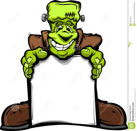 halloween monster | Happy Frankenstein Halloween Monster With Sign Royalty ... Frankenstein Cartoon, Frankenstein Pictures, Monster Images, Frankenstein Art, Monster Pictures, Zombie Hand, Scrapbook Borders, Funny Caricatures, Frankenstein Halloween