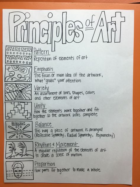 Principle Of Arts Drawing, Elements And Principles Of Art Examples, Principal Of Art, Proportion Art Design, 7 Principles Of Art, Elements Of Art Drawing, Principals Of Art, Art Club Ideas, Art Elementary School