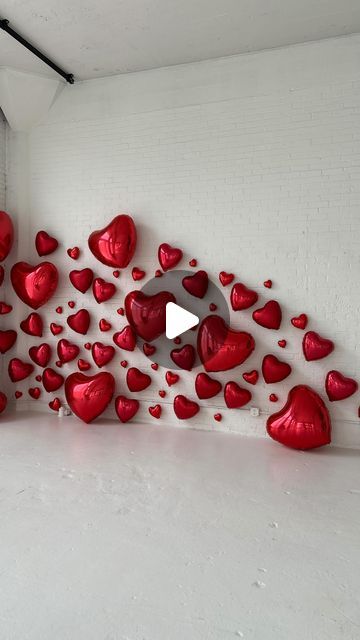 Aubrey Jacknow | Chicago Area Event Specialist on Instagram: "♥️ BE MINE ♥️ Another fun heart wall for your viewing pleasure! Please make sure to use non-damaging adhesives if you ever try one of these. I have tested about 15 different methods of hanging the individual hearts on all sorts of walls and each kind of wall needs a different method to hold the hearts, especially those big ones! Venue @thestudiochicago" Heart Balloon Backdrop, Hanging Balloons, Event Specialist, Balloon Ideas, Balloon Backdrop, Heart Balloons, Heart Wall, Be Mine, Bachelorette Party